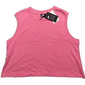 NIKE Worn In Stand Out Woman Plus 1X Pink Acid Washed Retro Crop Tank Top NEW